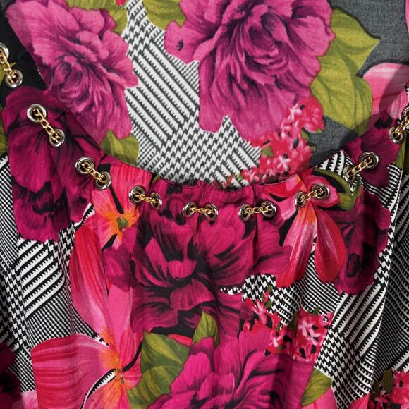 VTG 90s Cache Tank Top Medium Floral Chain Neck Maximalist Abstract Mob Y2K - Picture 4 of 12